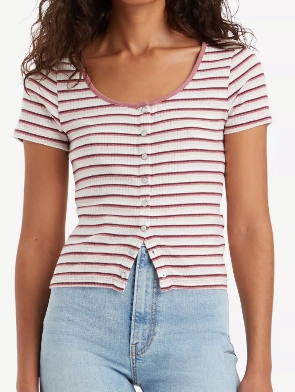 Levi's Britt Snap Front Top In Fruity Stripe Sugar Swizzle - Multi Colour